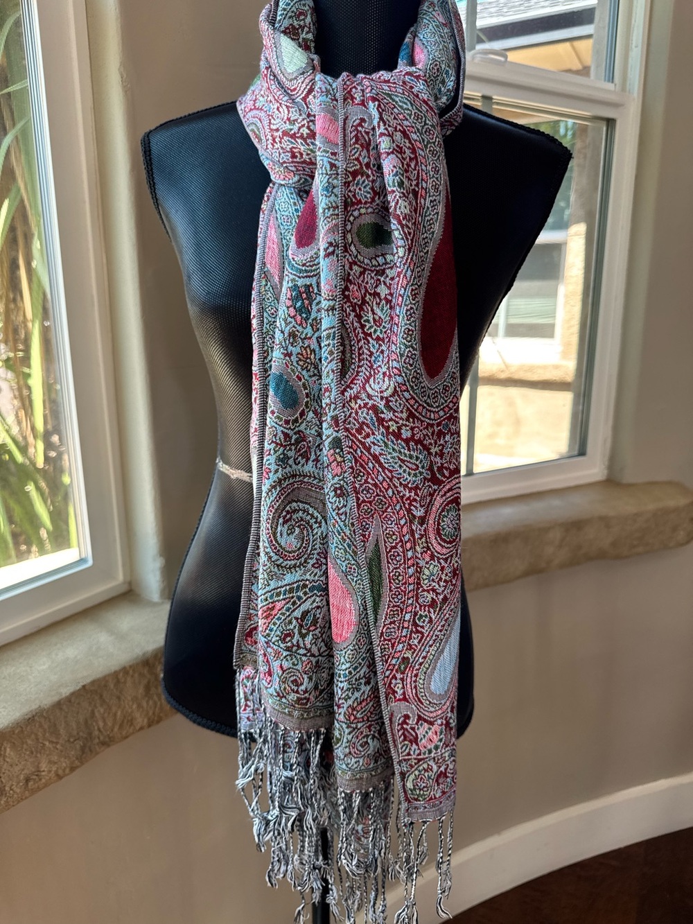 Pashmina Reversible Paisley Scarf - Shawl Wrap 45% Silk/55% Pashmina